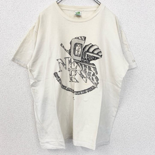 古着 used　MDY　マックダディ　半袖アニメプリントTシャツ　エヴァンゲリオン　レトロ　クルーネック　白　ホワイト　XLサイズ