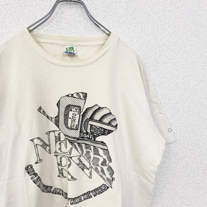 古着 used　MDY　マックダディ　半袖アニメプリントTシャツ　エヴァンゲリオン　レトロ　クルーネック　白　ホワイト　XLサイズ