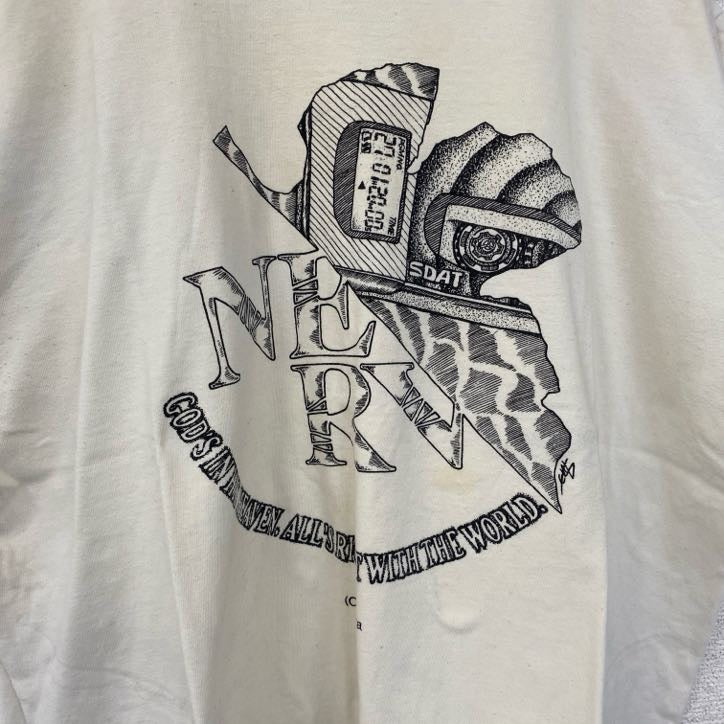 古着 used　MDY　マックダディ　半袖アニメプリントTシャツ　エヴァンゲリオン　レトロ　クルーネック　白　ホワイト　XLサイズ