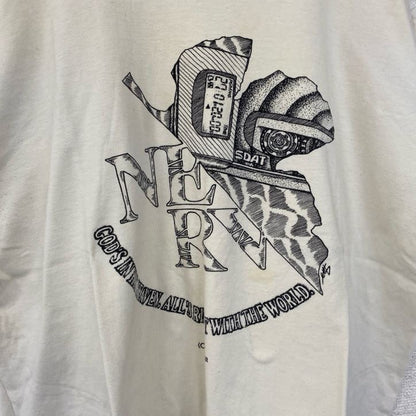 古着 used　MDY　マックダディ　半袖アニメプリントTシャツ　エヴァンゲリオン　レトロ　クルーネック　白　ホワイト　XLサイズ
