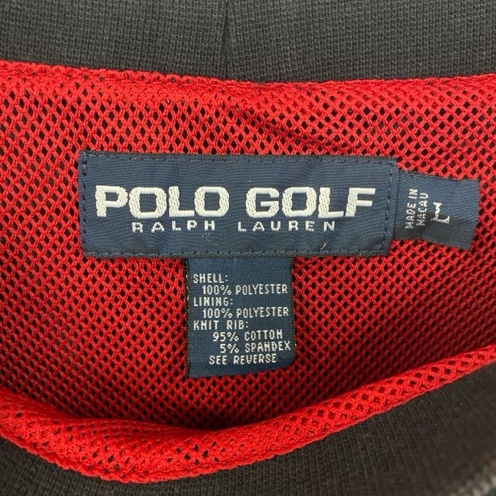 古着 used　POLO GOLF RALPH LAUREN ラルフローレン　長袖ナイロンプルオーバー　黒　ブラック　Lサイズ