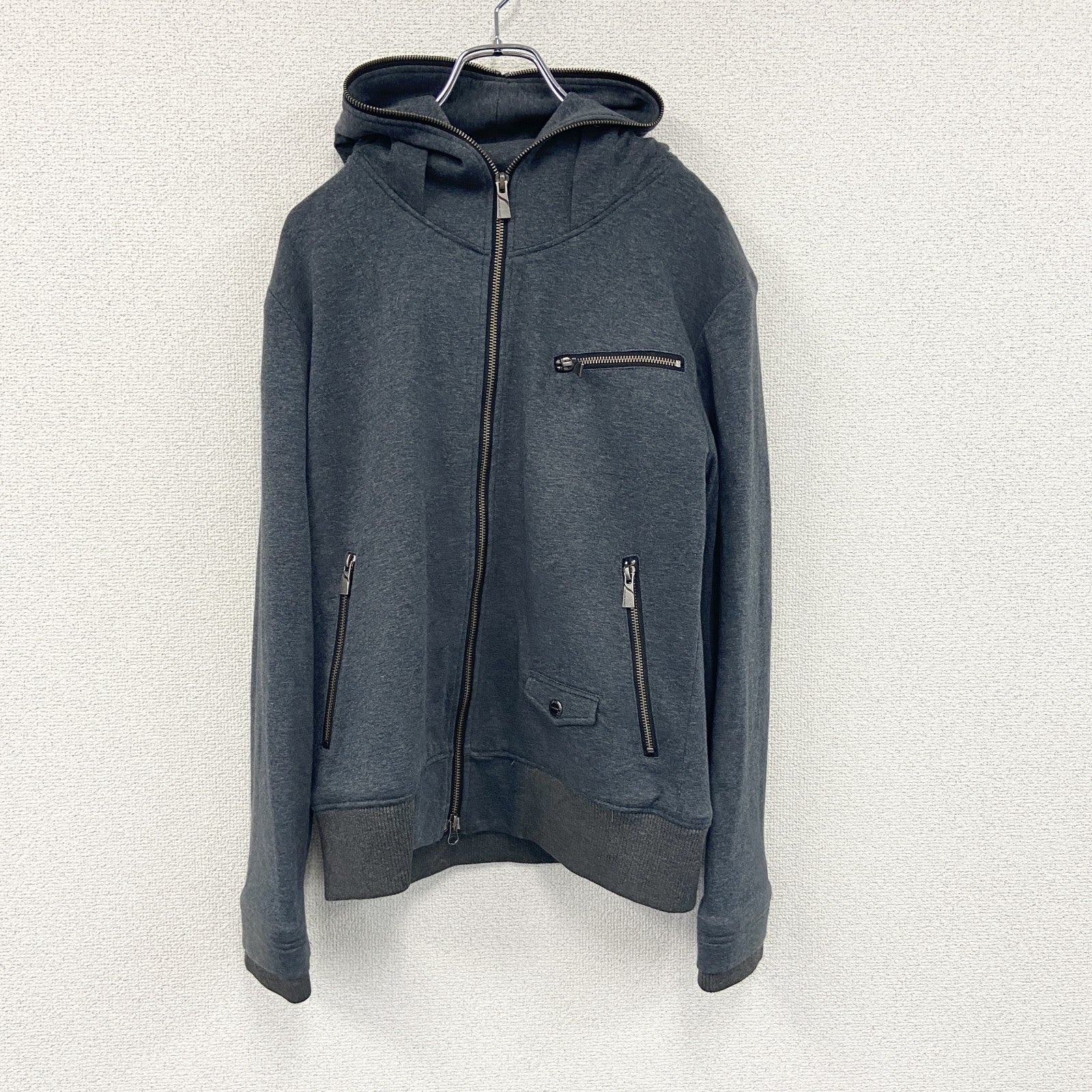 KATHARINE HAMNETT　キャサリン・ハムネット　フルジップスウェットパーカー/フーディー　灰色　グレー　Mサイズ