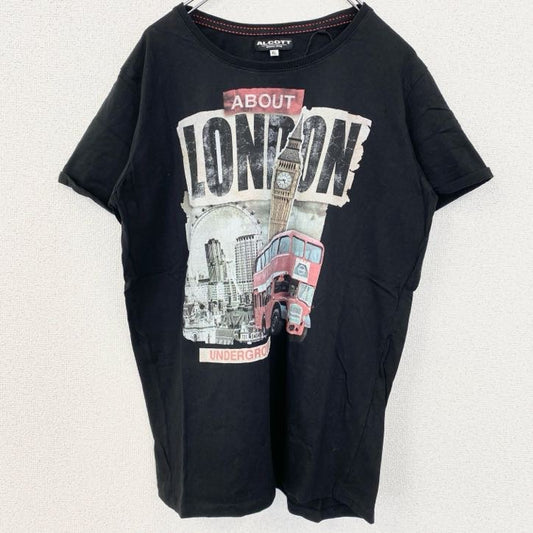 古着 used　半袖プリントTシャツ　レトロデザイン　クルーネック　イギリス　London　ビックベン　黒　ブラック　XLサイズ