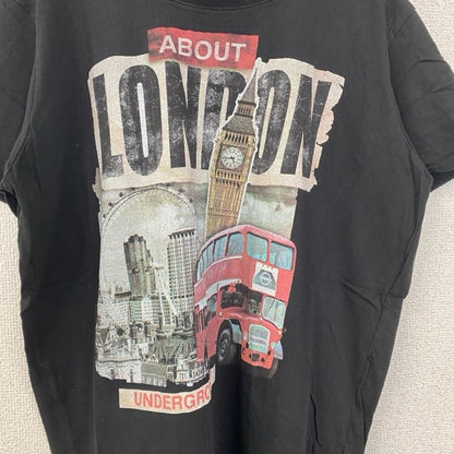 古着 used　半袖プリントTシャツ　レトロデザイン　クルーネック　イギリス　London　ビックベン　黒　ブラック　XLサイズ