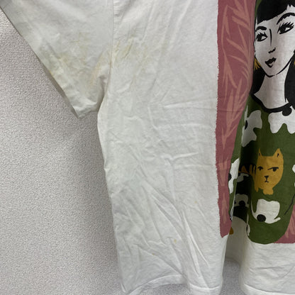 Tu　半袖プリントイラストTシャツ　アニマルT　猫　白　ホワイト　26サイズ
