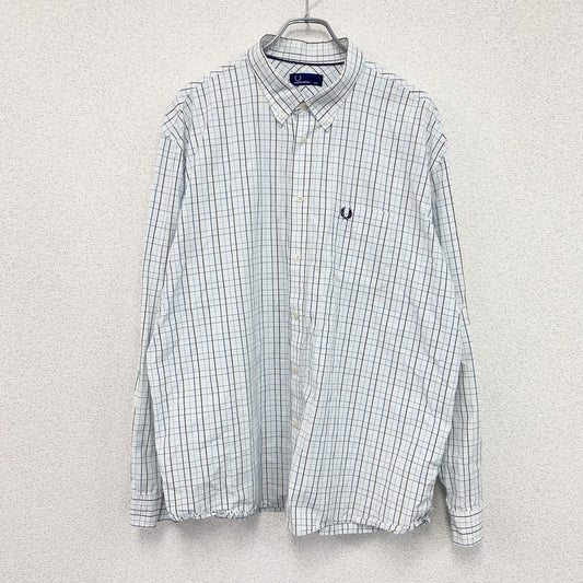 FRED PERRY　フレッドペリー　長袖ボタンダウンシャツ　チェック柄　刺繍ロゴ　マルチカラー　2XLサイズ