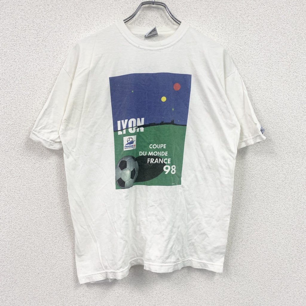 90s　FRANCE98　FIFAサッカーワールドカップ　半袖プリントTシャツ　ヴィンテージ　白　ホワイト