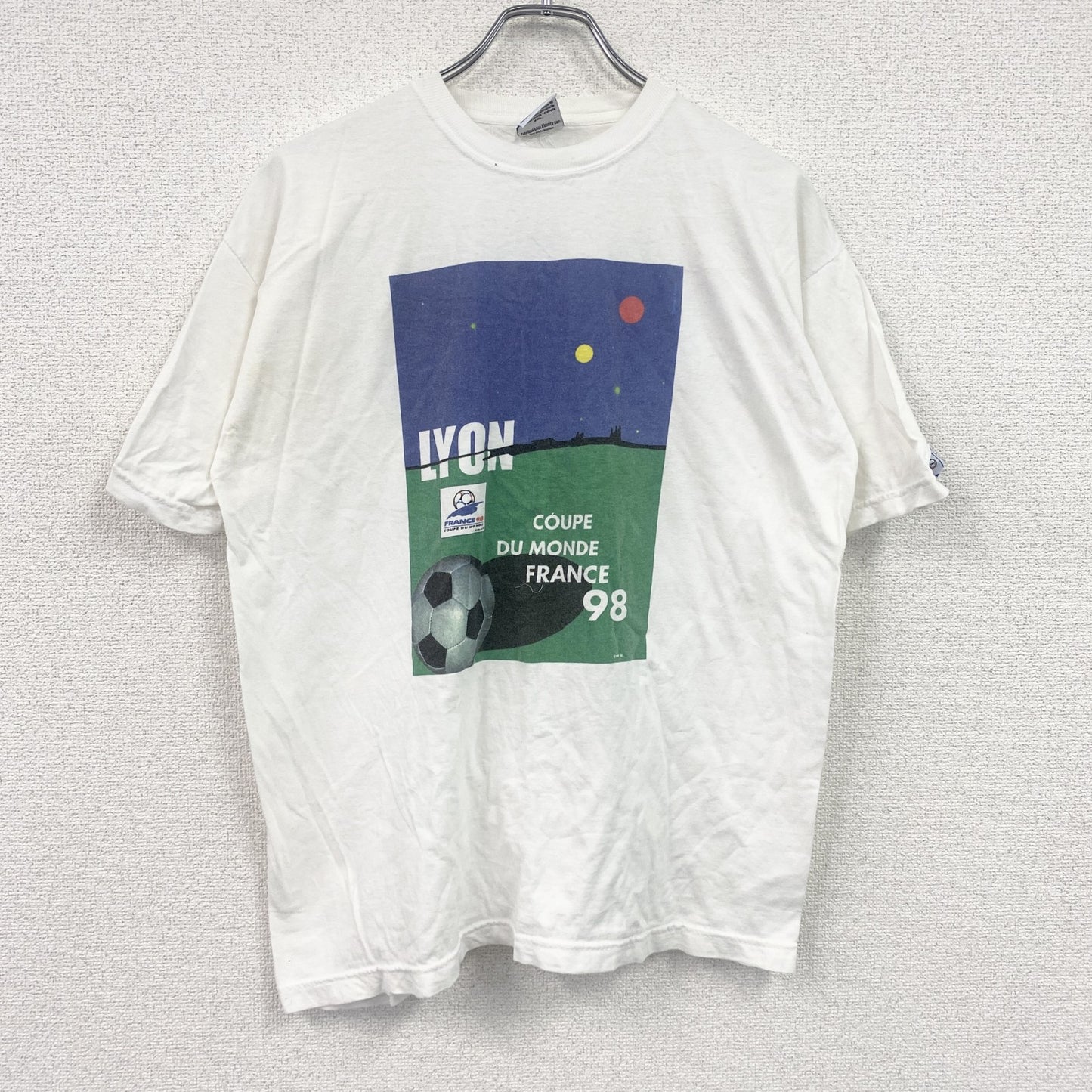 90s　FRANCE98　FIFAサッカーワールドカップ　半袖プリントTシャツ　ヴィンテージ　白　ホワイト