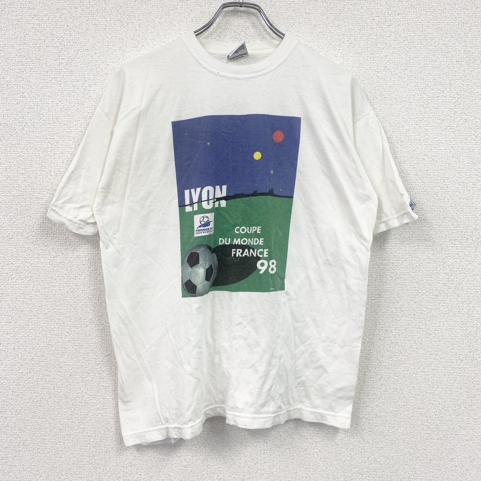 90s　FRANCE98　FIFAサッカーワールドカップ　半袖プリントTシャツ　ヴィンテージ　白　ホワイト