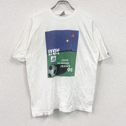 90s　FRANCE98　FIFAサッカーワールドカップ　半袖プリントTシャツ　ヴィンテージ　白　ホワイト