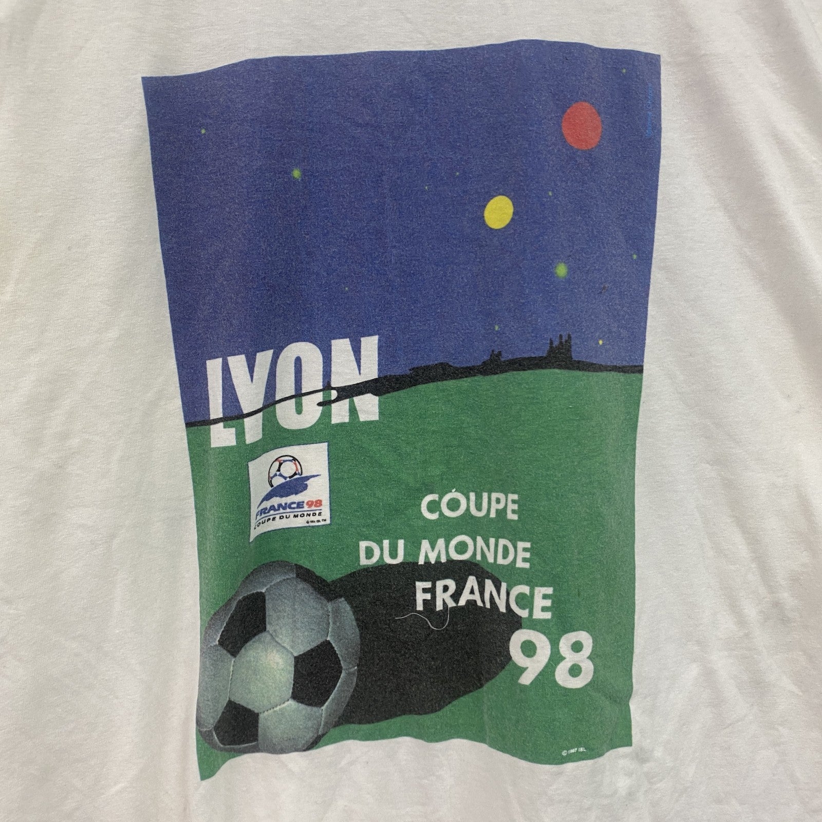 90s　FRANCE98　FIFAサッカーワールドカップ　半袖プリントTシャツ　ヴィンテージ　白　ホワイト