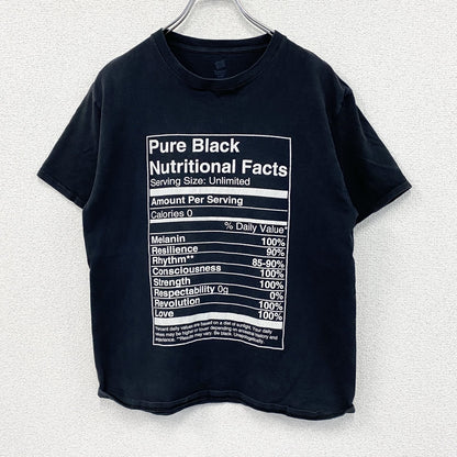 Hanes　Pure Black Nutritional facts　半袖プリントTシャツ　パロディT　栄養成分表示　黒　ブラック　Mサイズ