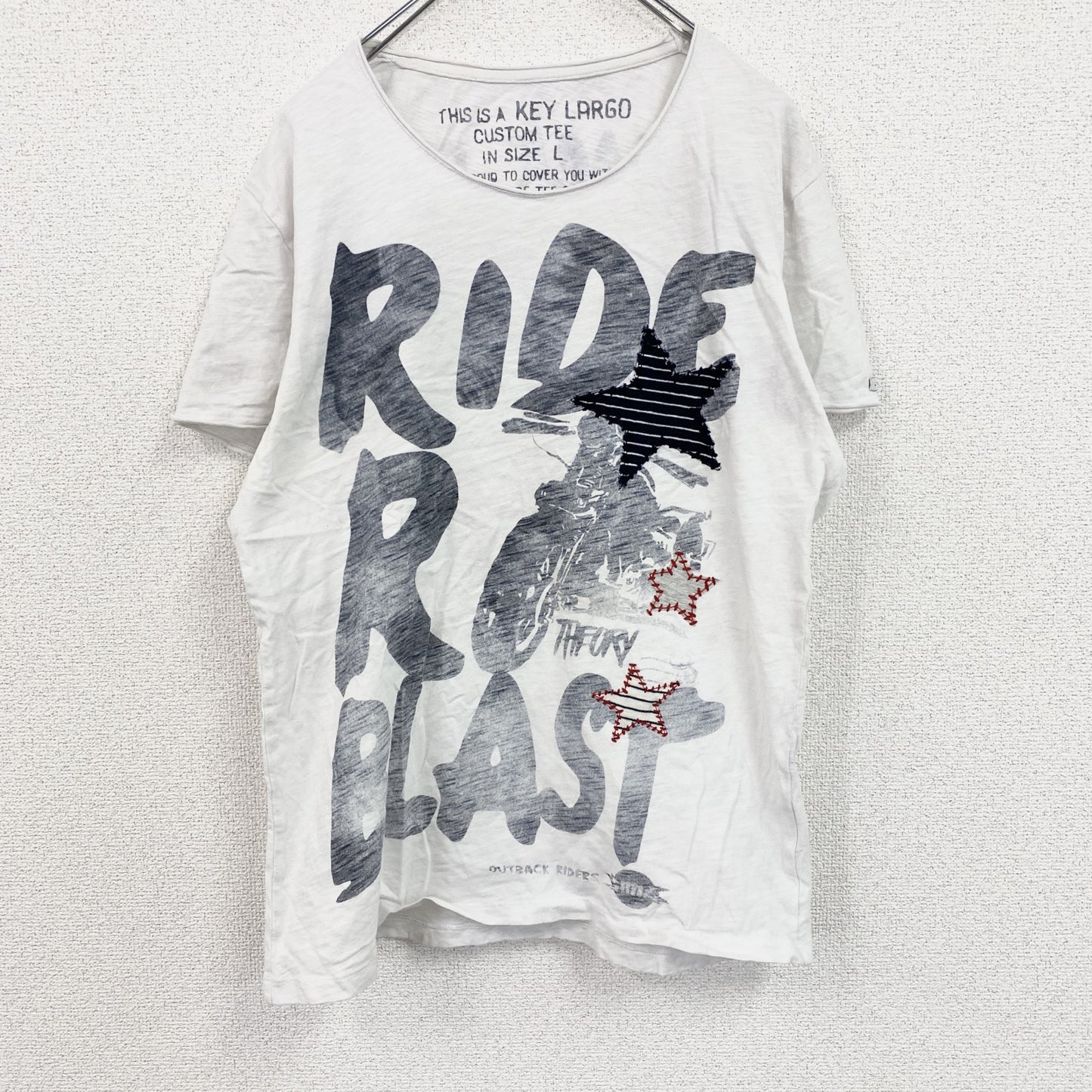 KEY LARGO　キーラーゴ　半袖プリントTシャツ　白　ホワイト　Lサイズ