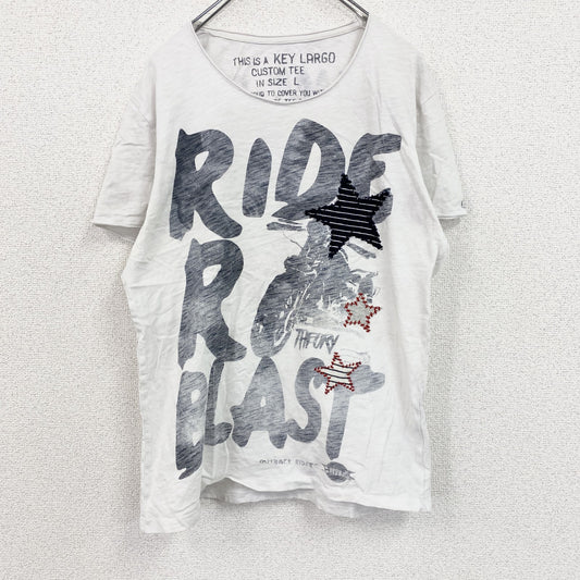 KEY LARGO　キーラーゴ　半袖プリントTシャツ　白　ホワイト　Lサイズ