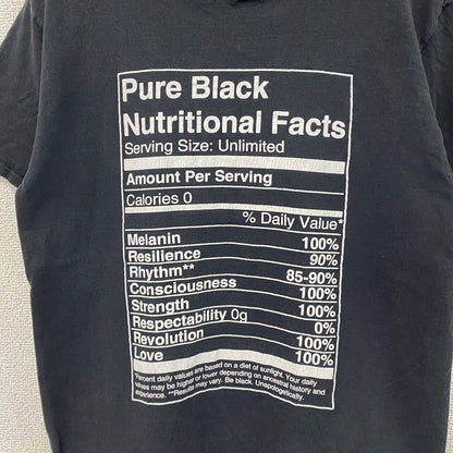 Hanes　Pure Black Nutritional facts　半袖プリントTシャツ　パロディT　栄養成分表示　黒　ブラック　Mサイズ