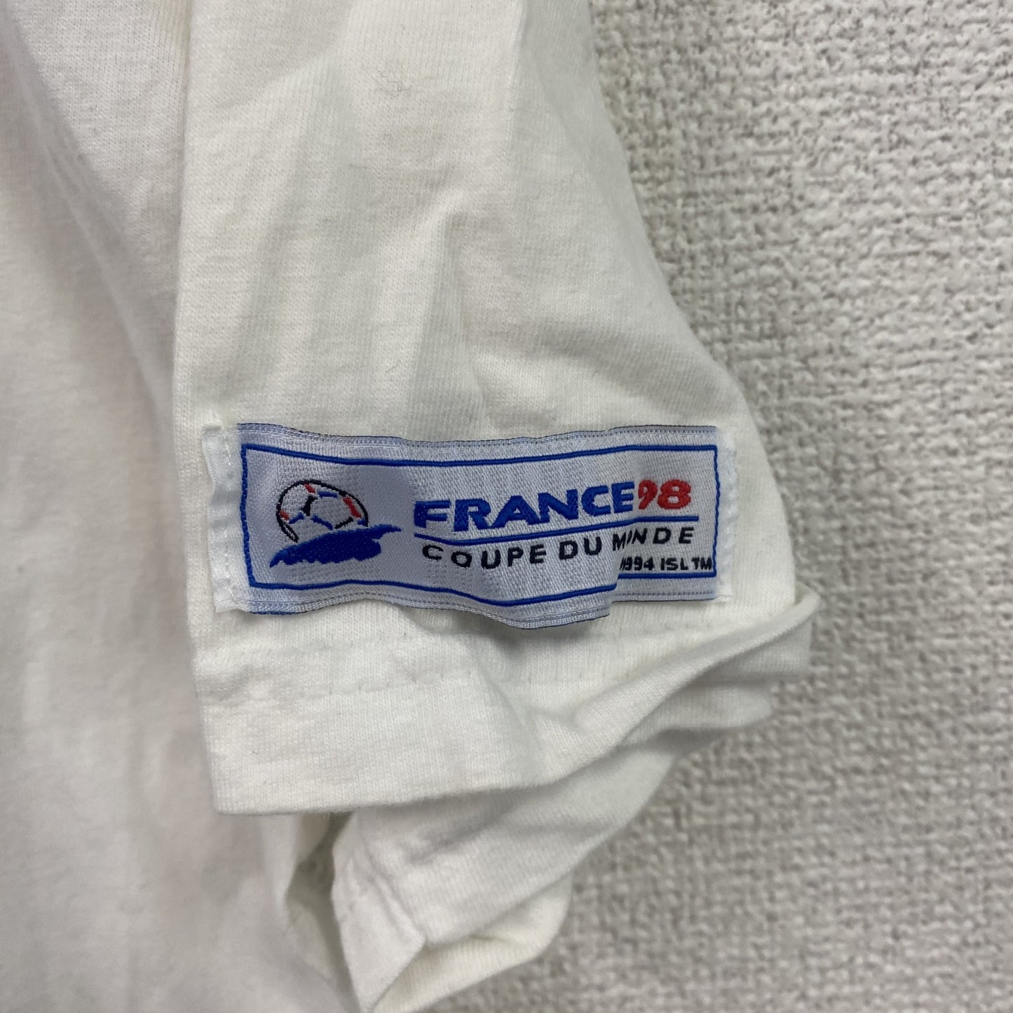90s　FRANCE98　FIFAサッカーワールドカップ　半袖プリントTシャツ　ヴィンテージ　白　ホワイト