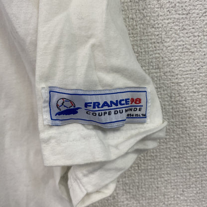 90s　FRANCE98　FIFAサッカーワールドカップ　半袖プリントTシャツ　ヴィンテージ　白　ホワイト