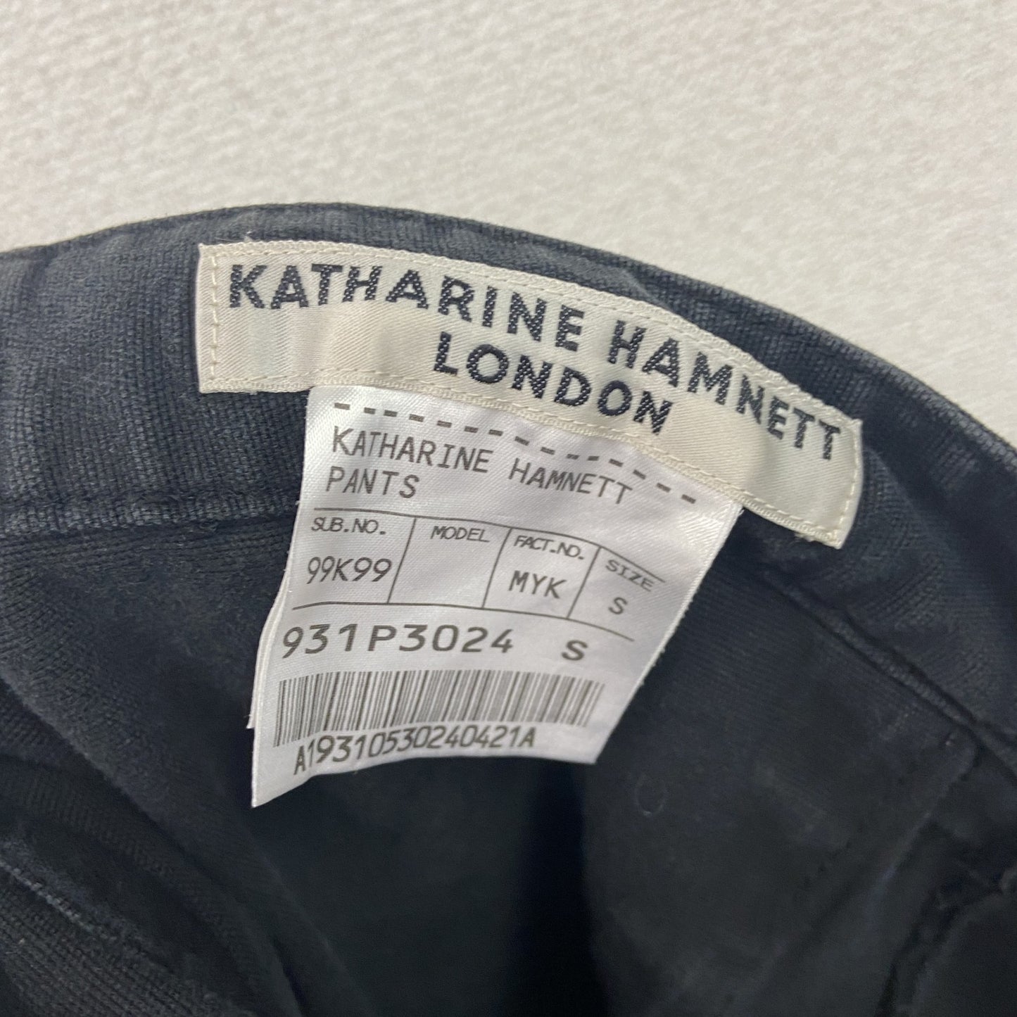 KATHARINE HAMNETT　キャサリン・ハムネット　ギミックパンツ　黒　ブラック　Sサイズ