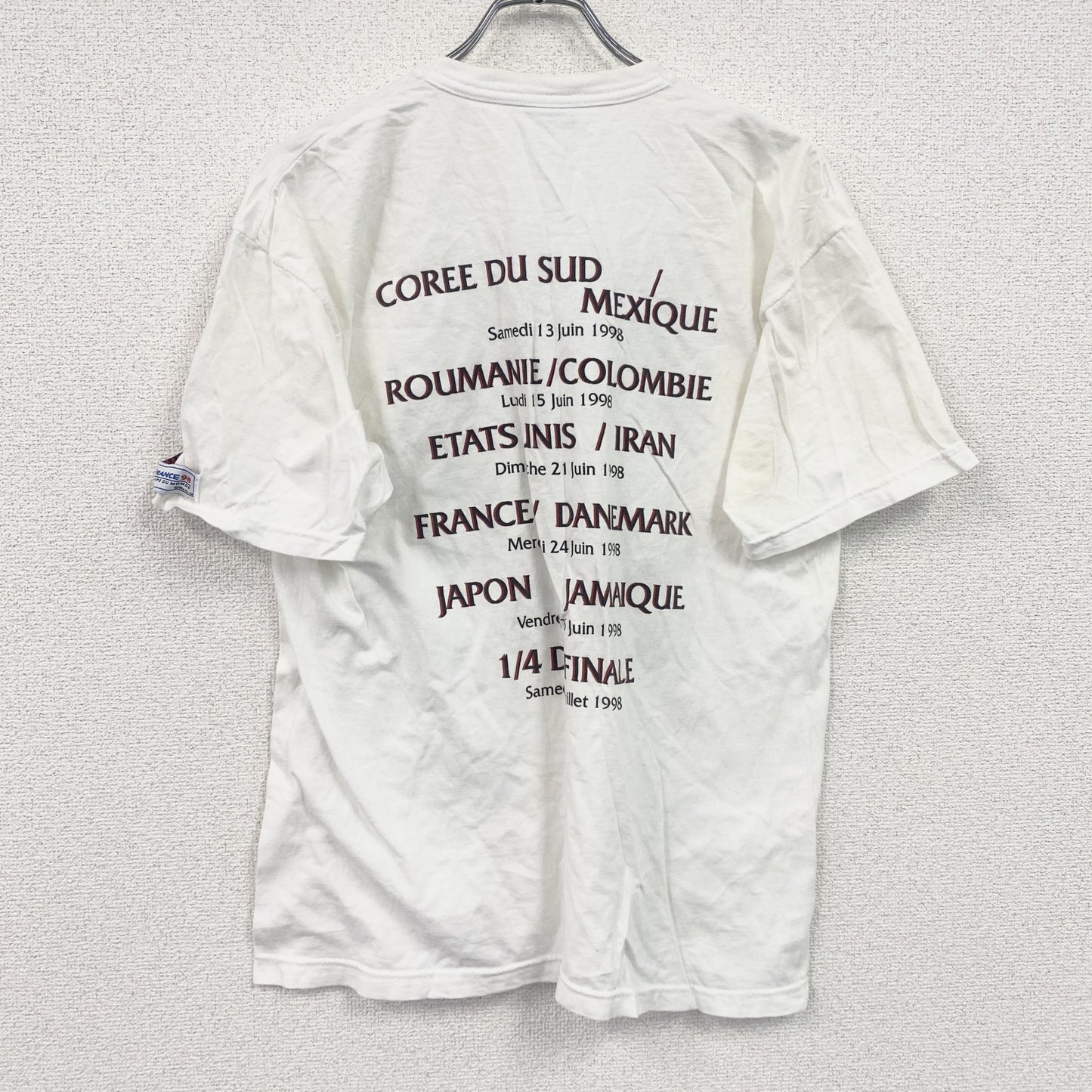 90s　FRANCE98　FIFAサッカーワールドカップ　半袖プリントTシャツ　ヴィンテージ　白　ホワイト