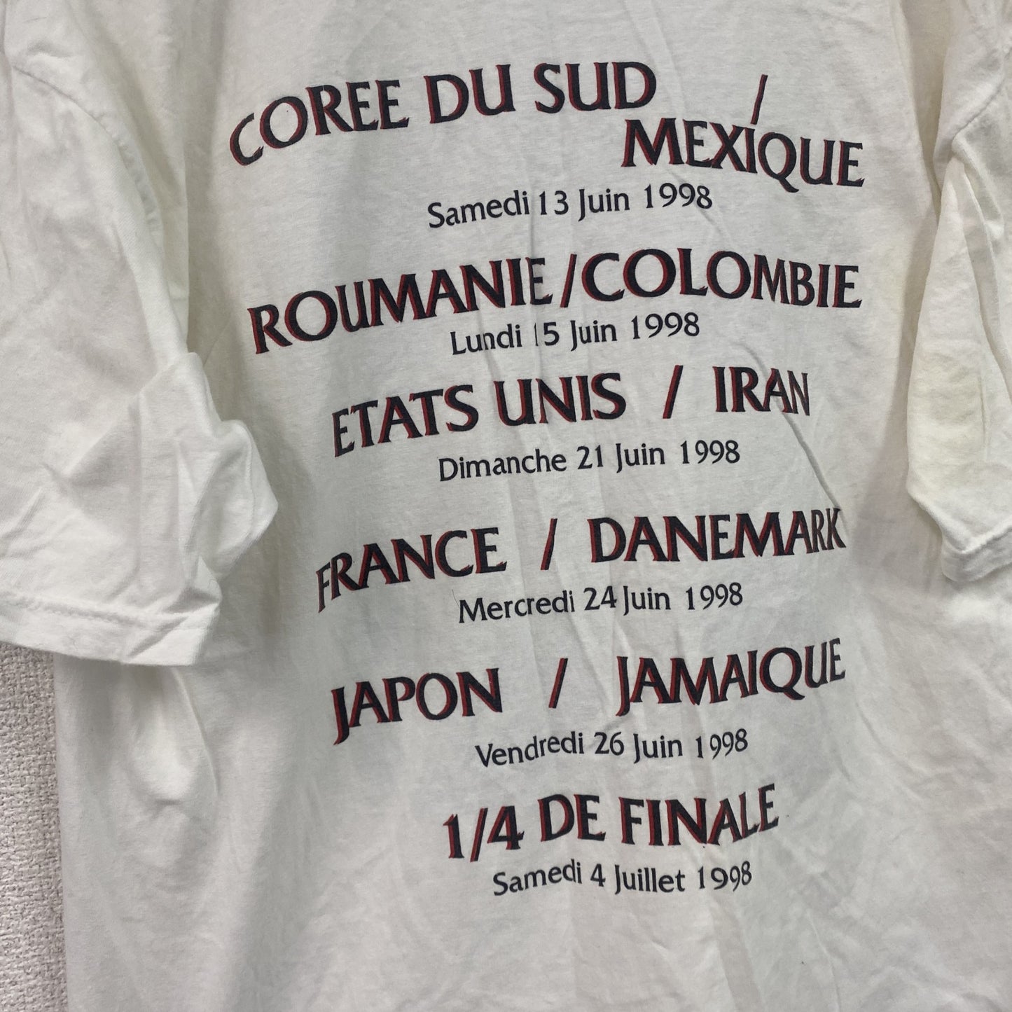 90s　FRANCE98　FIFAサッカーワールドカップ　半袖プリントTシャツ　ヴィンテージ　白　ホワイト