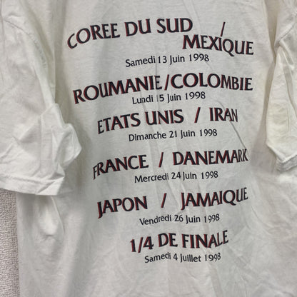 90s　FRANCE98　FIFAサッカーワールドカップ　半袖プリントTシャツ　ヴィンテージ　白　ホワイト