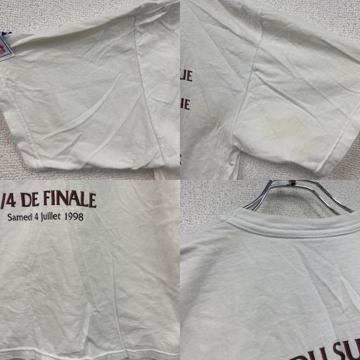 90s　FRANCE98　FIFAサッカーワールドカップ　半袖プリントTシャツ　ヴィンテージ　白　ホワイト