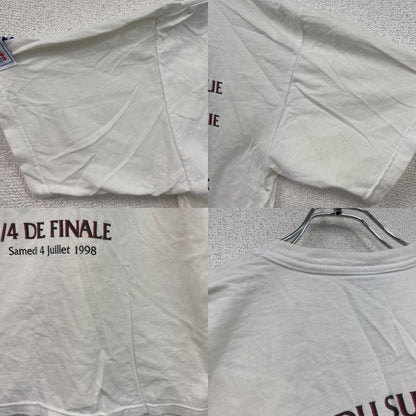 90s　FRANCE98　FIFAサッカーワールドカップ　半袖プリントTシャツ　ヴィンテージ　白　ホワイト