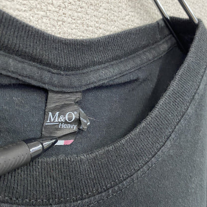 M&O Heavy　半袖プリントTシャツ　INTERSET　3連プリント　黒　ブラック　XLサイズ