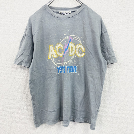 PULL＆BEAR　AC/DC　半袖プリントTシャツ　バンドT　グレー　Sサイズ