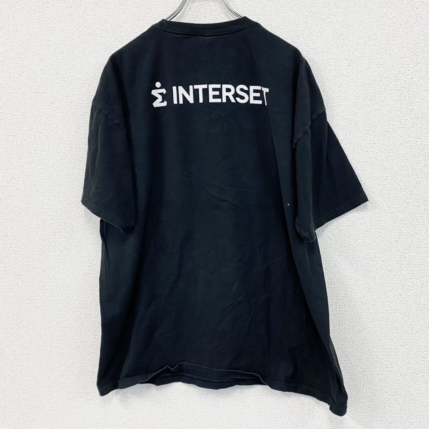 M&O Heavy　半袖プリントTシャツ　INTERSET　3連プリント　黒　ブラック　XLサイズ