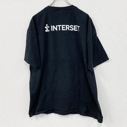 M&O Heavy　半袖プリントTシャツ　INTERSET　3連プリント　黒　ブラック　XLサイズ