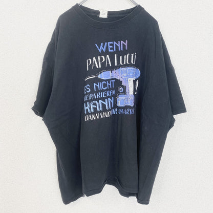 古着 used　GILDAN　ギルダン　半袖プリントTシャツ　ドリル　工具　レトロ　クルーネック　黒　ブラック　XXXLサイズ
