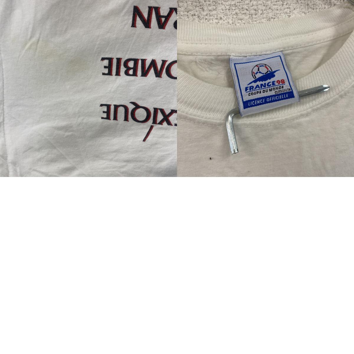 90s　FRANCE98　FIFAサッカーワールドカップ　半袖プリントTシャツ　ヴィンテージ　白　ホワイト