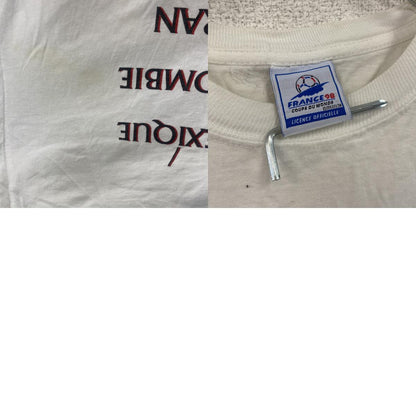 90s　FRANCE98　FIFAサッカーワールドカップ　半袖プリントTシャツ　ヴィンテージ　白　ホワイト