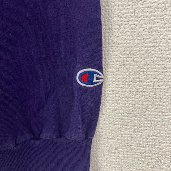 古着 used　champion　チャンピオン　長袖カレッジプリントTシャツ　ロンT　紫　カンザス州立大学　レトロ　Lサイズ