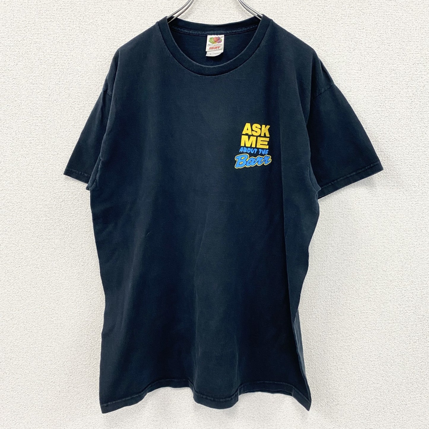 FRUIT OF THE LOOM　フルーツオブザルーム　Barr　半袖プリントTシャツ　企業T　黒　ブラック　XLサイズ