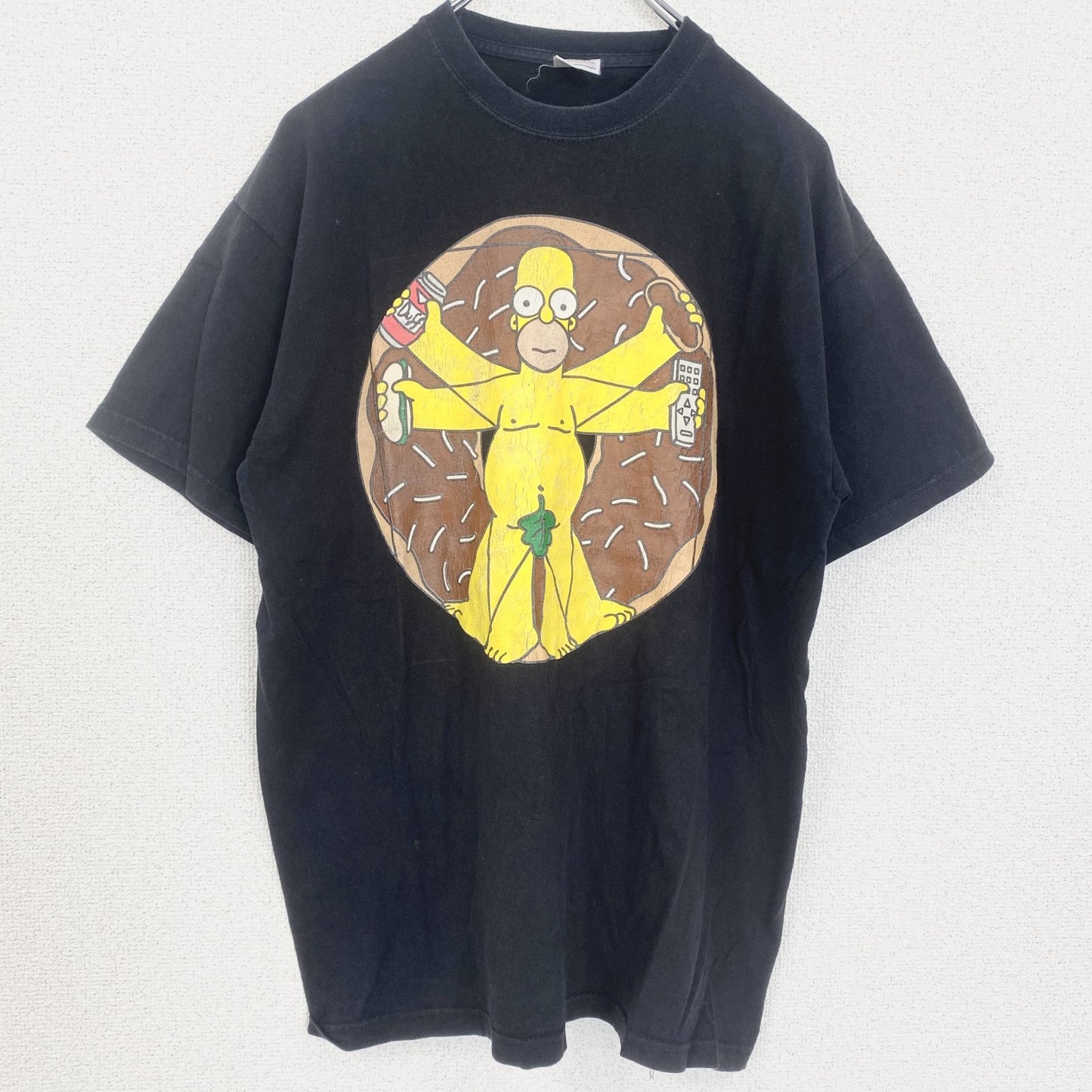 古着 used　FRUIT OF THE LOOM　半袖プリントTシャツ　シンプソンズ　レトロ　クルーネック　黒　ブラック　M