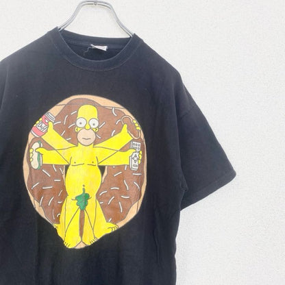 古着 used　FRUIT OF THE LOOM　半袖プリントTシャツ　シンプソンズ　レトロ　クルーネック　黒　ブラック　M