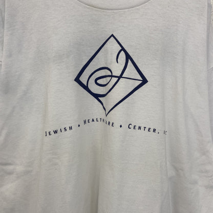 ～90s　半袖プリント企業Tシャツ　シングルステッチ　英字プリント　両面プリント　クルーネック　ヴィンテージ　白　ホワイト