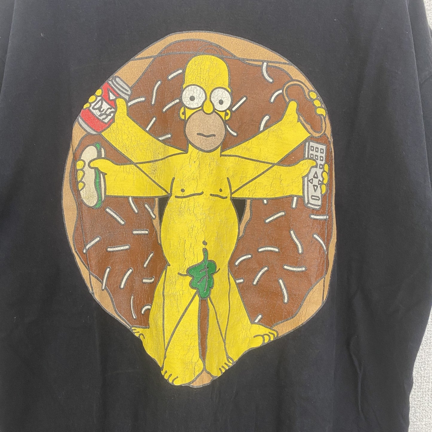 古着 used　FRUIT OF THE LOOM　半袖プリントTシャツ　シンプソンズ　レトロ　クルーネック　黒　ブラック　M