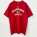 古着 used　Reebok　リーボック　半袖プリントTシャツ　赤　NHL シカゴ・ブラックホークス　アイスホッケー　XLサイズ