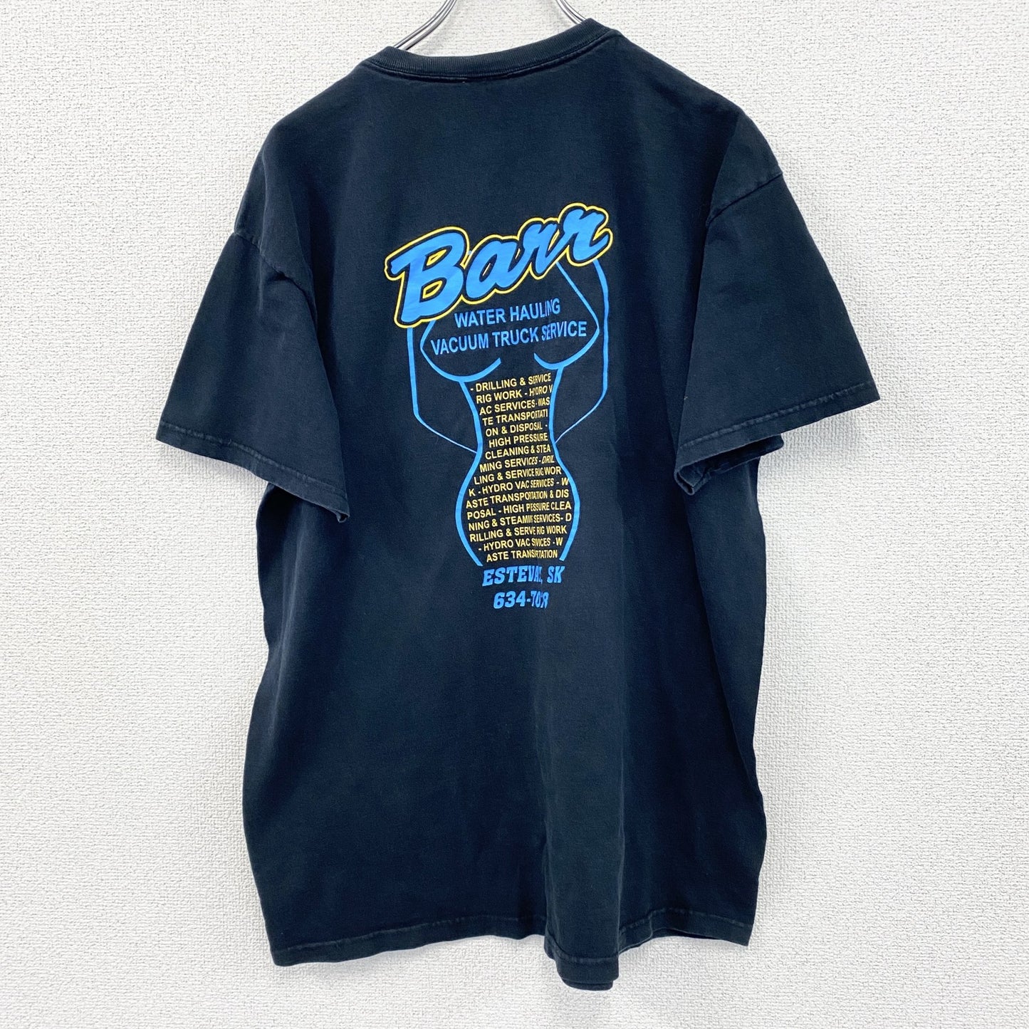 FRUIT OF THE LOOM　フルーツオブザルーム　Barr　半袖プリントTシャツ　企業T　黒　ブラック　XLサイズ