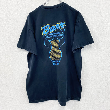 FRUIT OF THE LOOM　フルーツオブザルーム　Barr　半袖プリントTシャツ　企業T　黒　ブラック　XLサイズ
