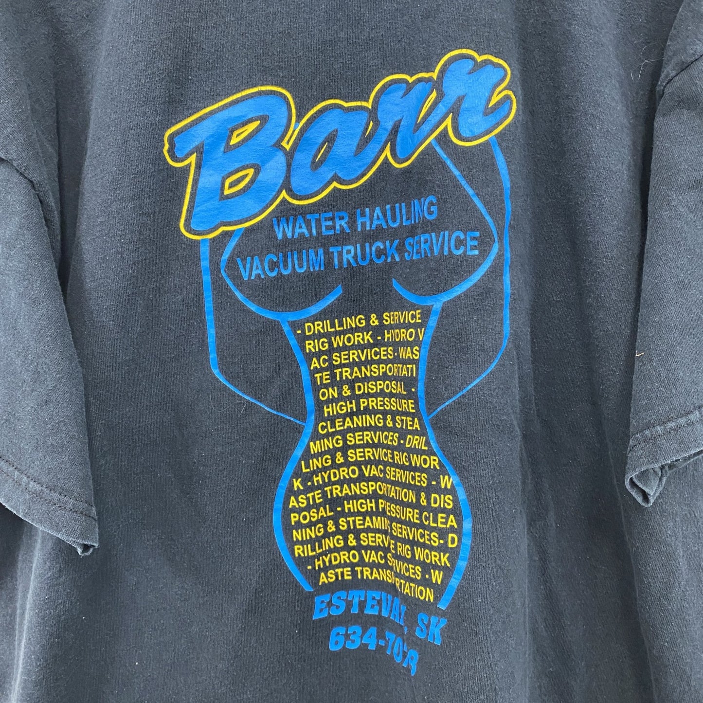 FRUIT OF THE LOOM　フルーツオブザルーム　Barr　半袖プリントTシャツ　企業T　黒　ブラック　XLサイズ