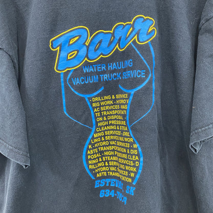 FRUIT OF THE LOOM　フルーツオブザルーム　Barr　半袖プリントTシャツ　企業T　黒　ブラック　XLサイズ