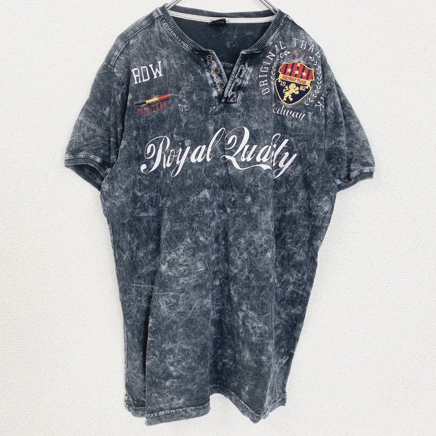 REDWAY　半袖プリントTシャツ　ワッペン　アーチプリント　タイダイ柄　灰色　ダークグレー　XXLサイズ