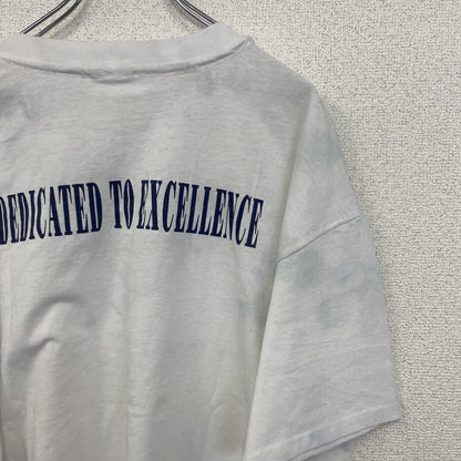 ～90s　半袖プリント企業Tシャツ　シングルステッチ　英字プリント　両面プリント　クルーネック　ヴィンテージ　白　ホワイト