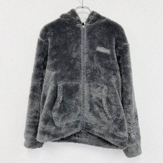 Champion　チャンピオン　シェルパフリースジップフーデッドジャケット　刺繍ロゴ　ワンポイント　ダークグレー　現行　Lサイズ