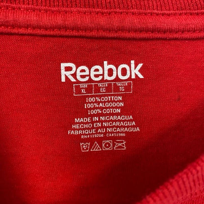 古着 used　Reebok　リーボック　半袖プリントTシャツ　赤　NHL シカゴ・ブラックホークス　アイスホッケー　XLサイズ