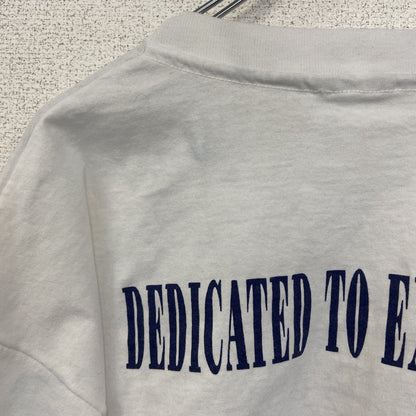 ～90s　半袖プリント企業Tシャツ　シングルステッチ　英字プリント　両面プリント　クルーネック　ヴィンテージ　白　ホワイト